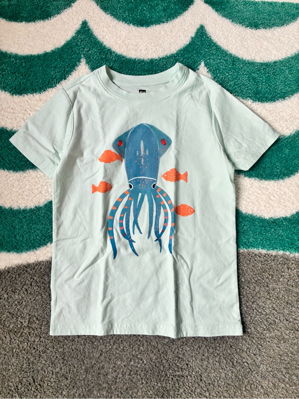 Tea Collection Giant Squid Graphic Tee (Light Aqua) Size 8